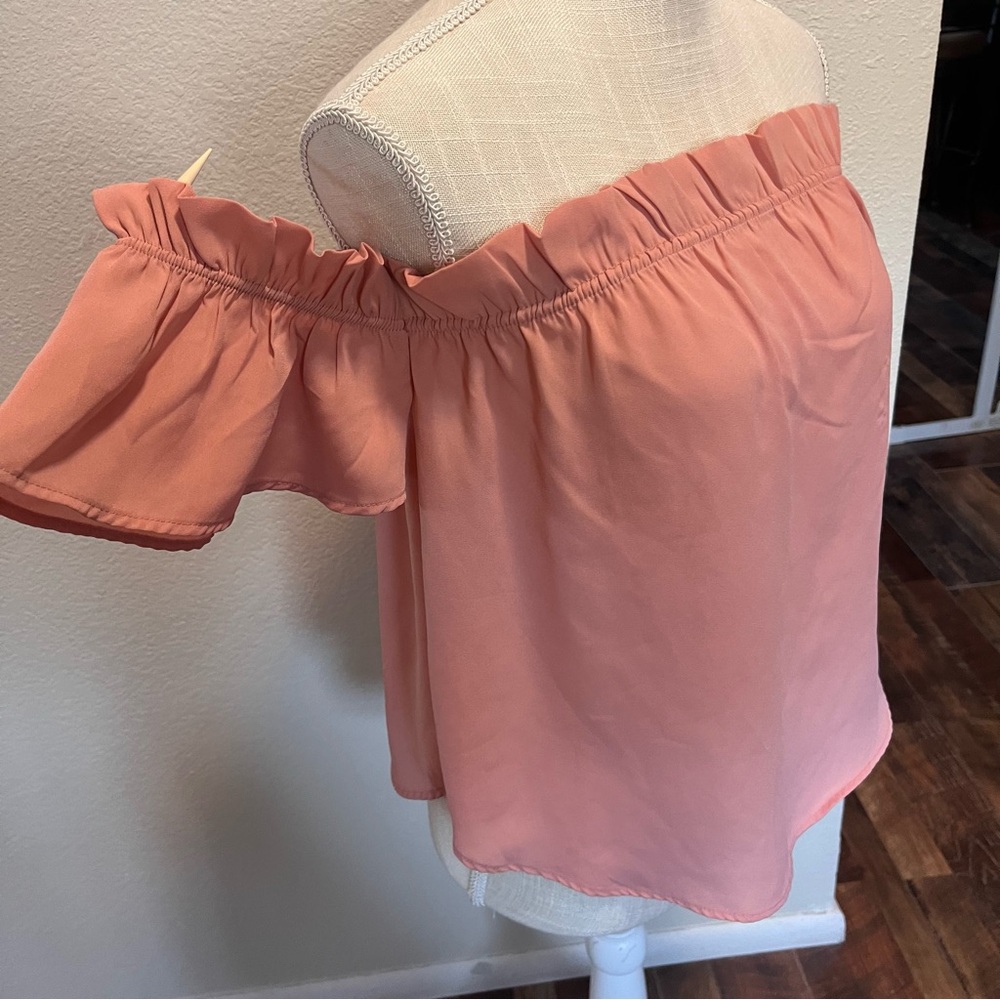 Active USA - Women's Off-Shoulder Ruffle Top - Pink - Size Medium